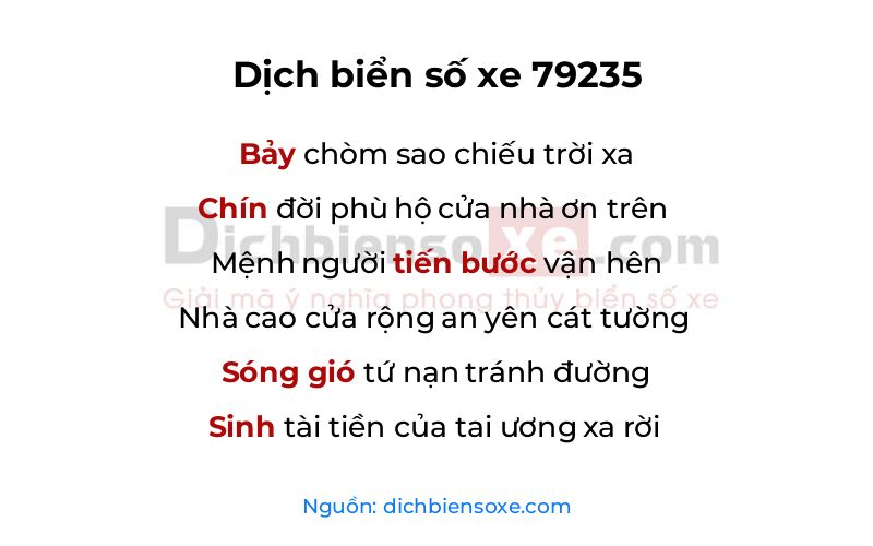 Dịch thơ biển số 79235