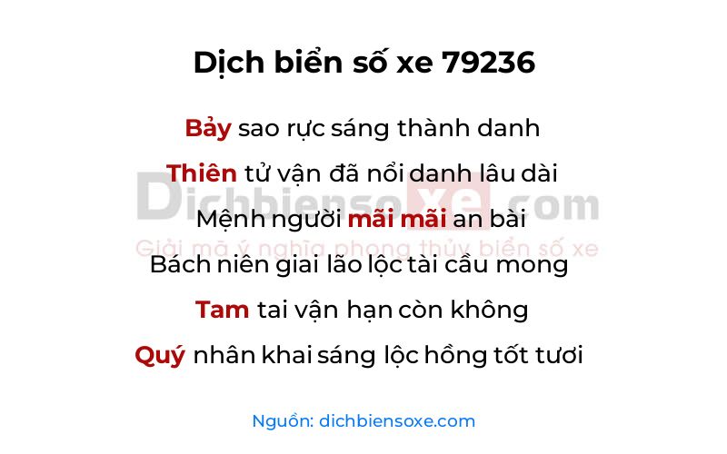 Dịch thơ biển số 79236
