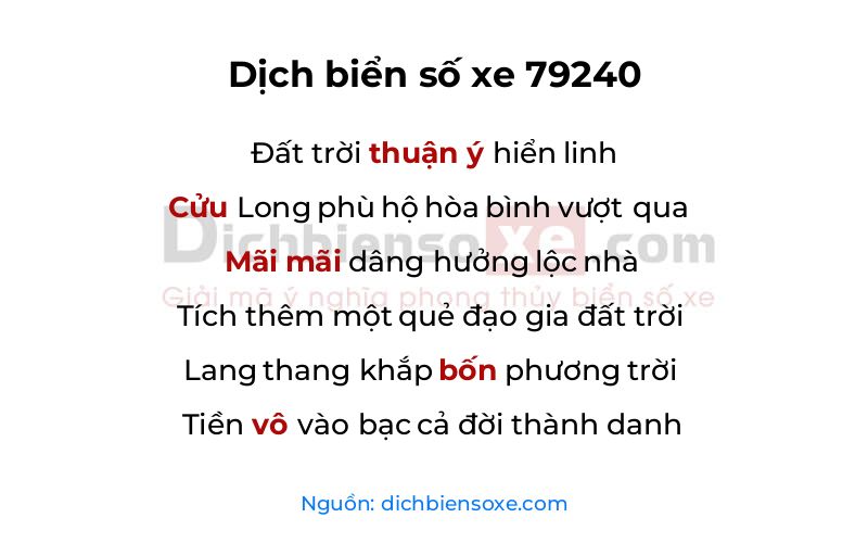 Dịch thơ biển số 79240
