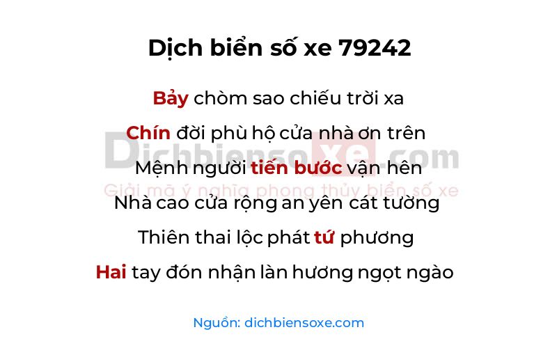 Dịch thơ biển số 79242