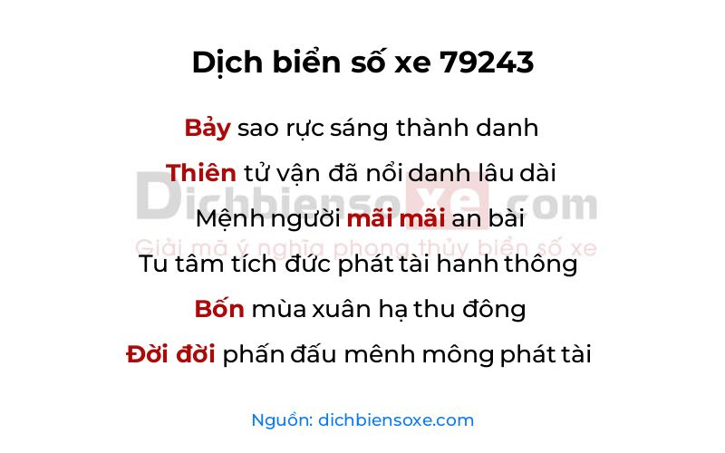 Dịch thơ biển số 79243