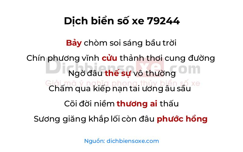 Dịch thơ biển số 79244