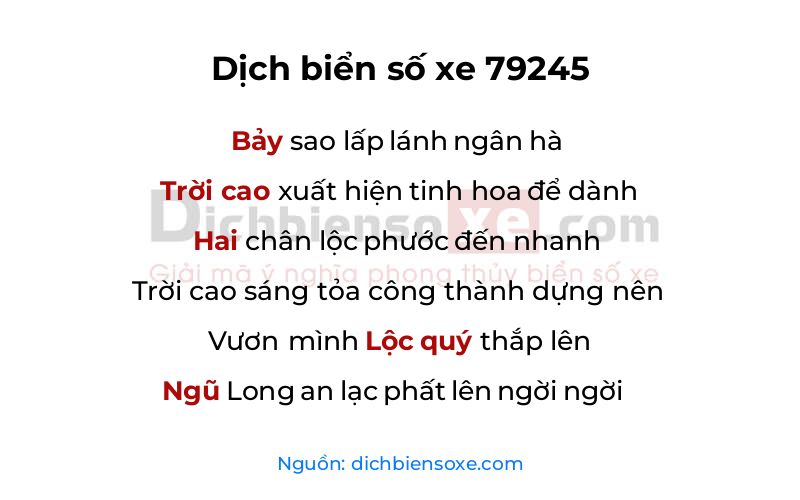 Dịch thơ biển số 79245