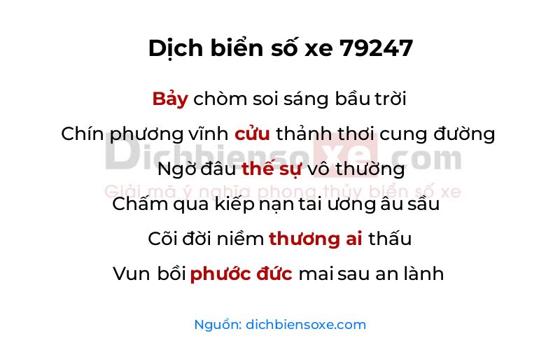 Dịch thơ biển số 79247