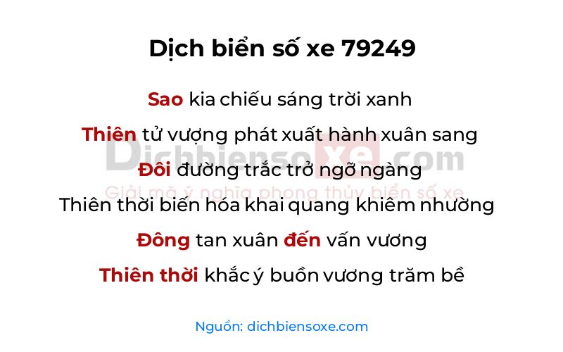 Dịch thơ biển số 79249