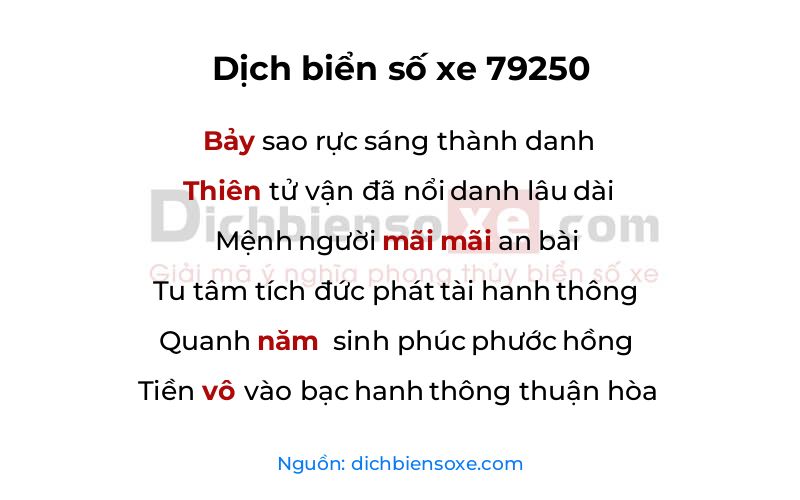 Dịch thơ biển số 79250