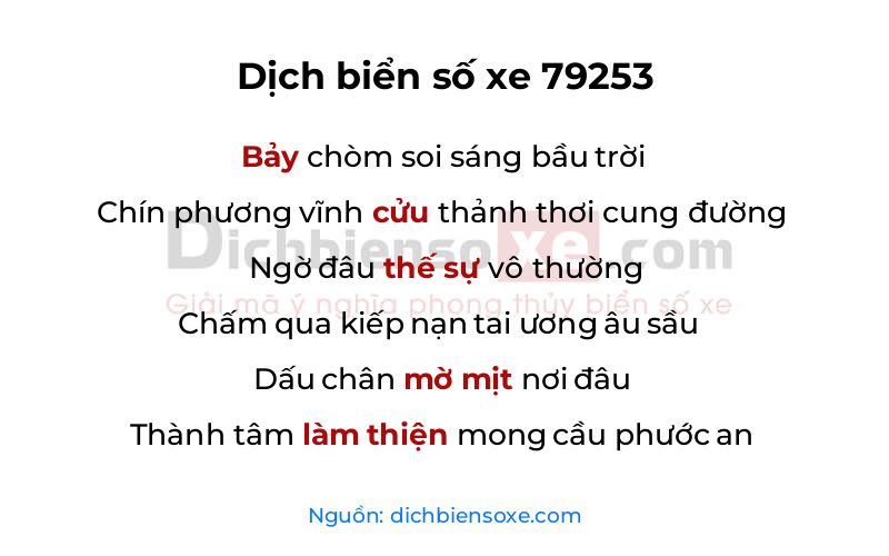 Dịch thơ biển số 79253