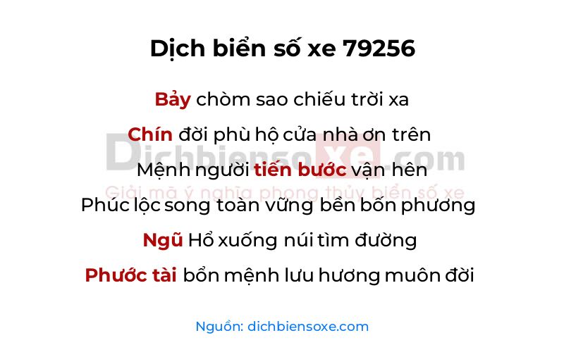 Dịch thơ biển số 79256