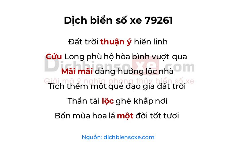 Dịch thơ biển số 79261