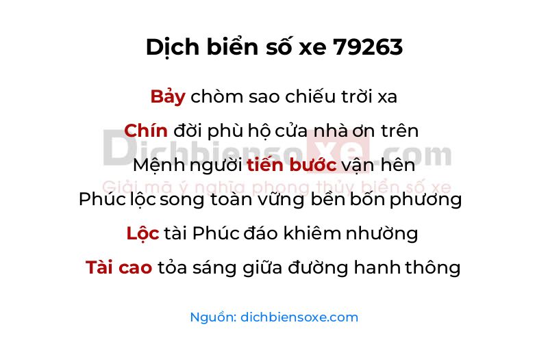 Dịch thơ biển số 79263