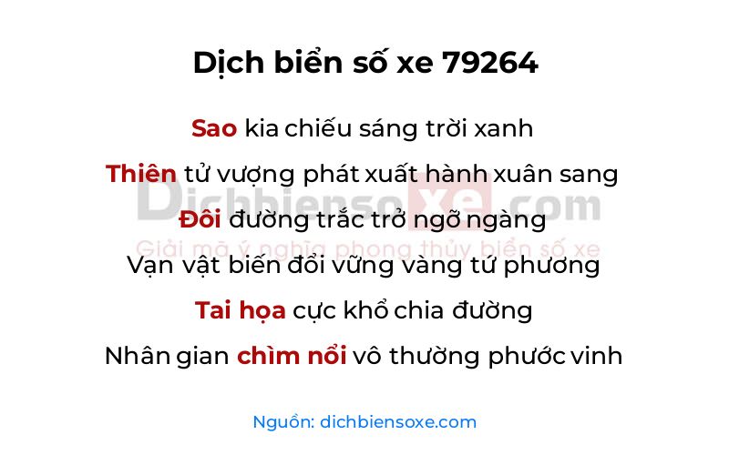 Dịch thơ biển số 79264