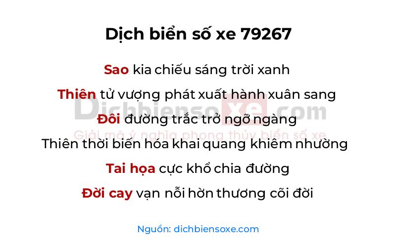 Dịch thơ biển số 79267