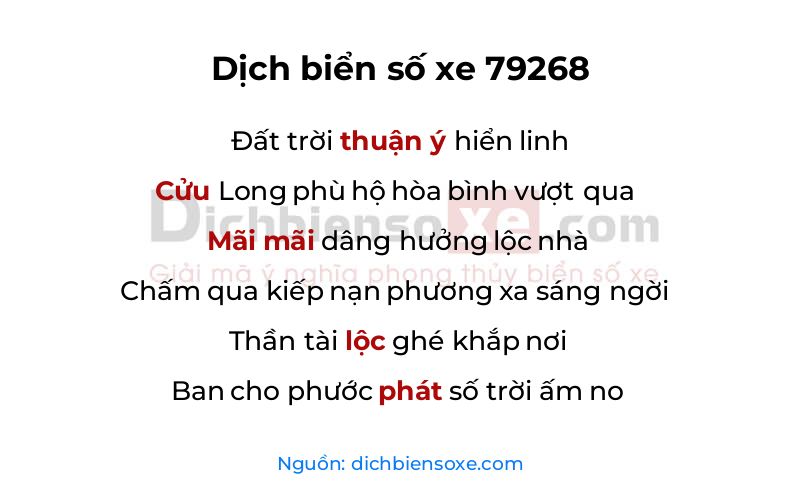 Dịch thơ biển số 79268