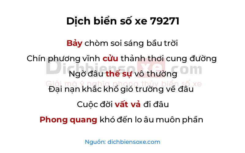 Dịch thơ biển số 79271