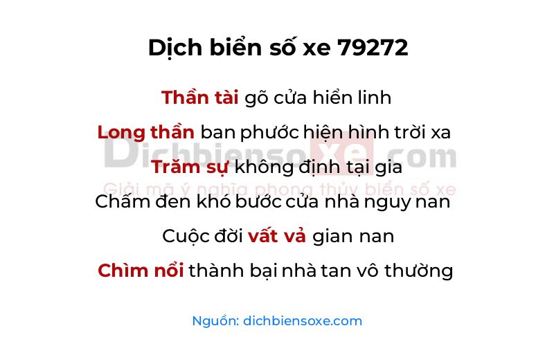 Dịch thơ biển số 79272