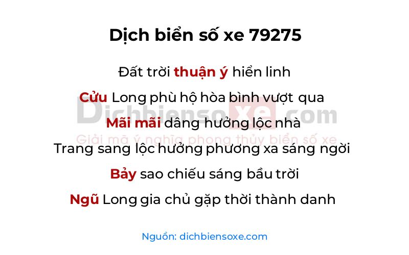 Dịch thơ biển số 79275
