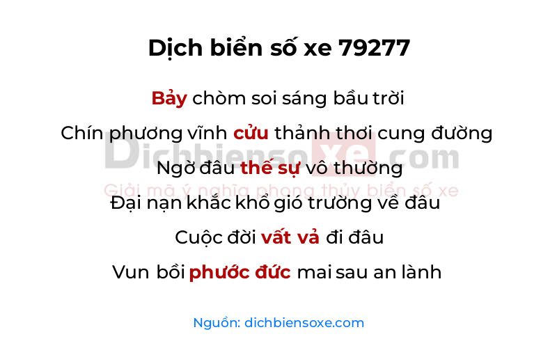 Dịch thơ biển số 79277