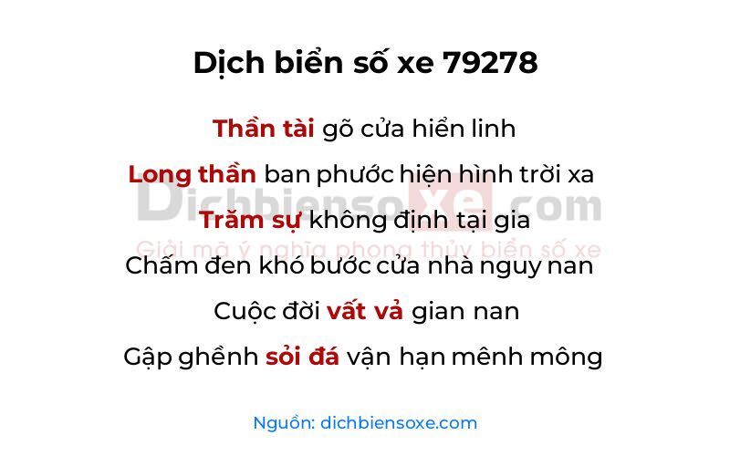 Dịch thơ biển số 79278