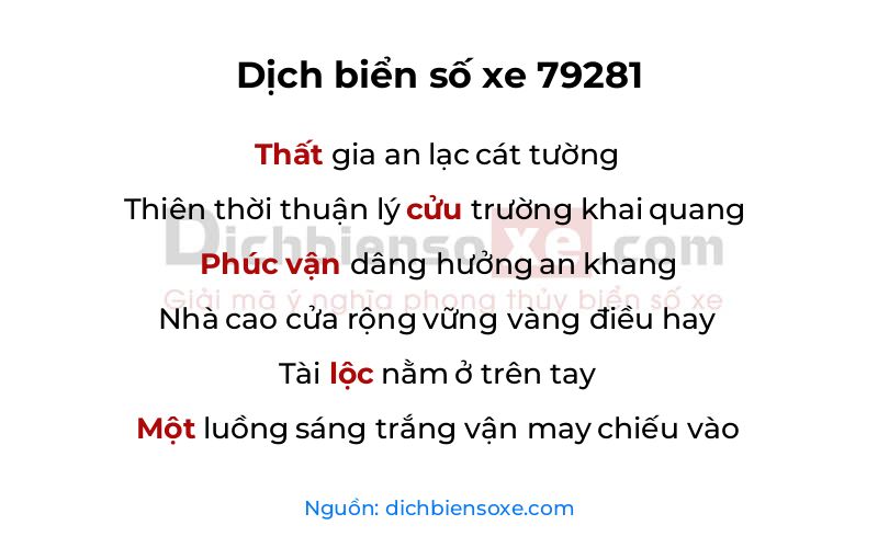 Dịch thơ biển số 79281