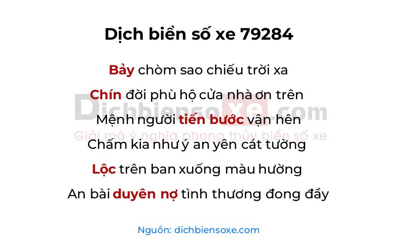 Dịch thơ biển số 79284