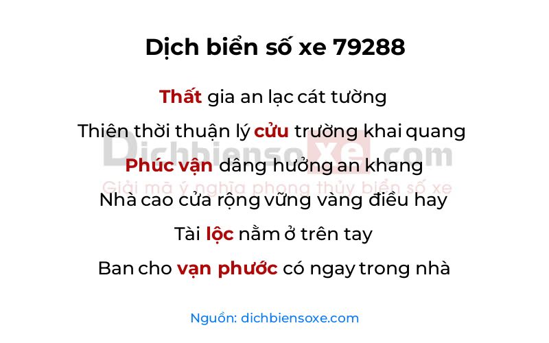 Dịch thơ biển số 79288