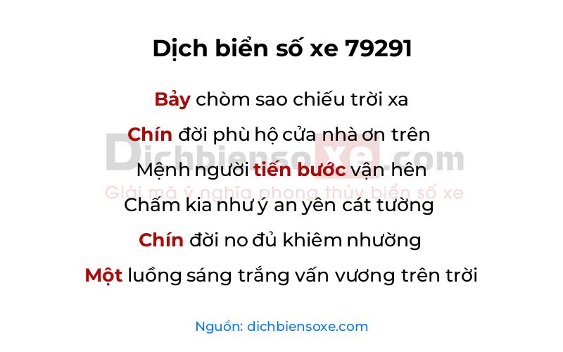 Dịch thơ biển số 79291