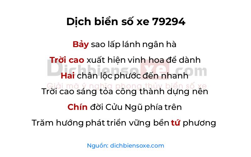 Dịch thơ biển số 79294