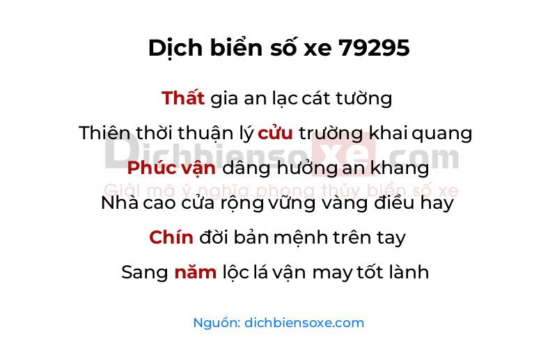 Dịch thơ biển số 79295