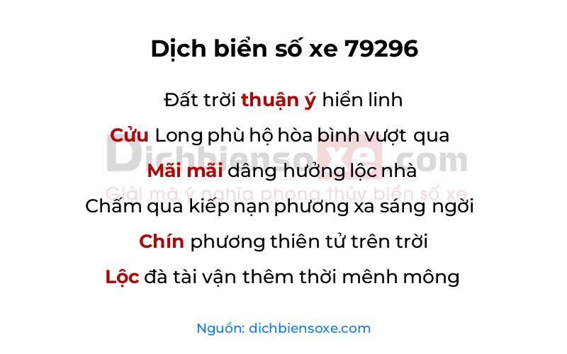 Dịch thơ biển số 79296