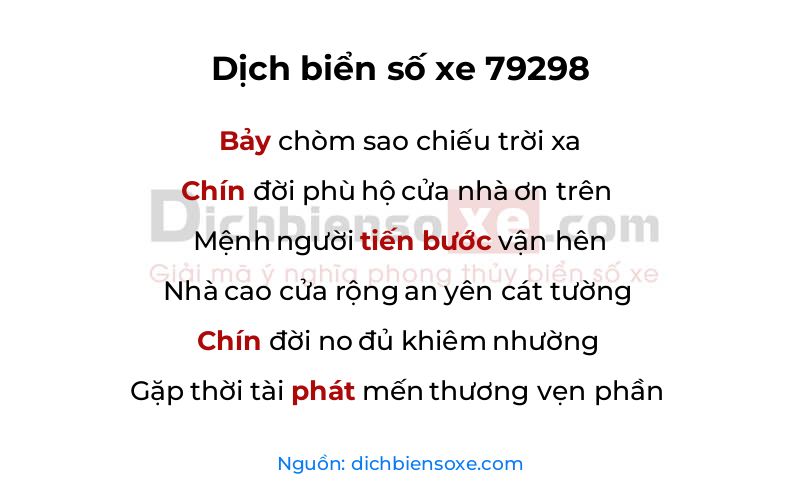 Dịch thơ biển số 79298