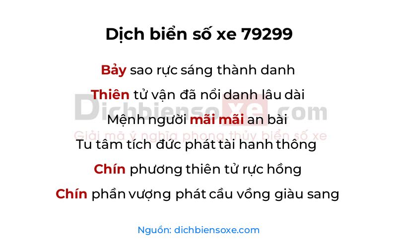 Dịch thơ biển số 79299
