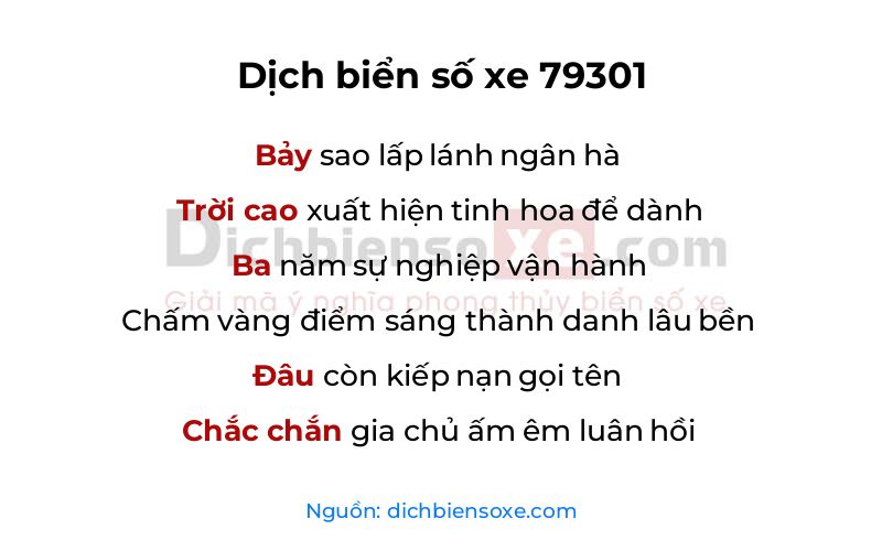 Dịch thơ biển số 79301
