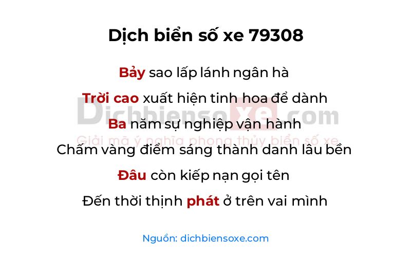 Dịch thơ biển số 79308