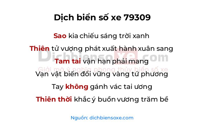 Dịch thơ biển số 79309