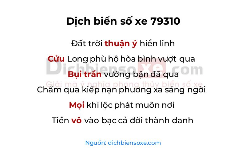 Dịch thơ biển số 79310