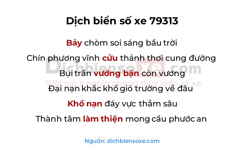 Dịch thơ biển số 79313