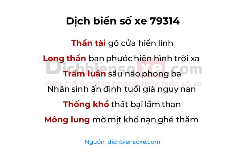 Dịch thơ biển số 79314