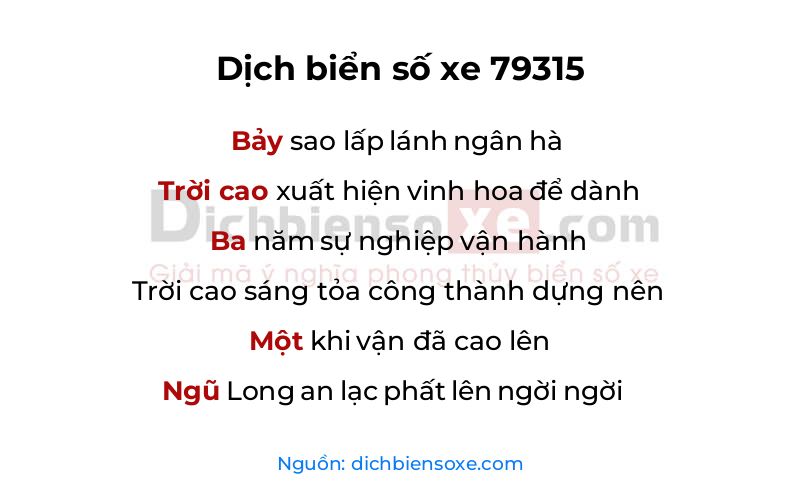 Dịch thơ biển số 79315