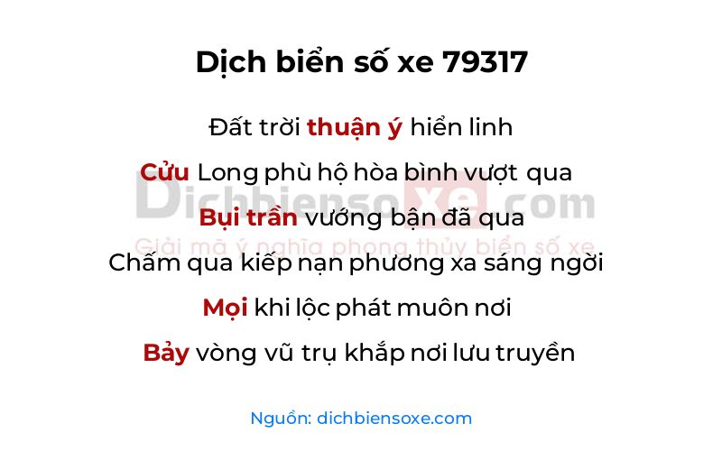 Dịch thơ biển số 79317