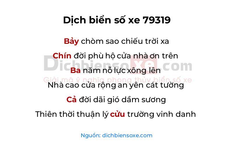 Dịch thơ biển số 79319