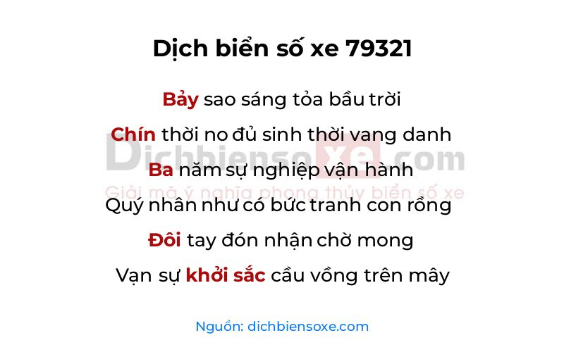 Dịch thơ biển số 79321