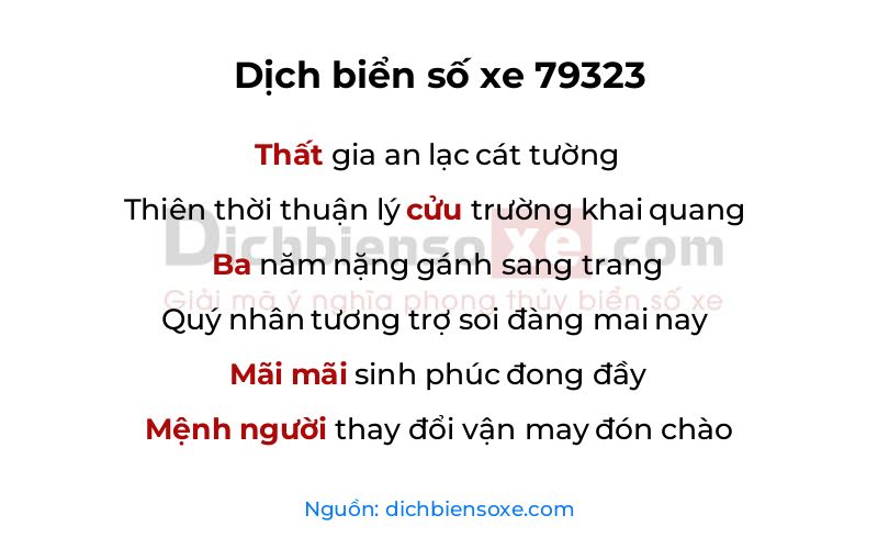 Dịch thơ biển số 79323