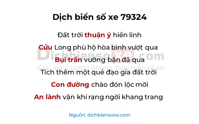 Dịch thơ biển số 79324