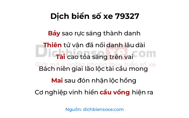 Dịch thơ biển số 79327