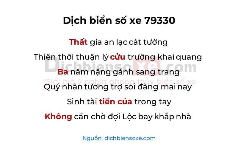 Dịch thơ biển số 79330