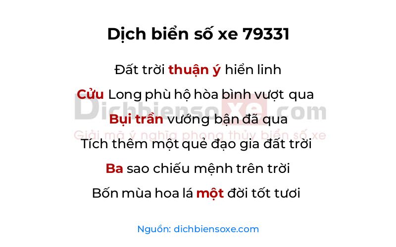 Dịch thơ biển số 79331
