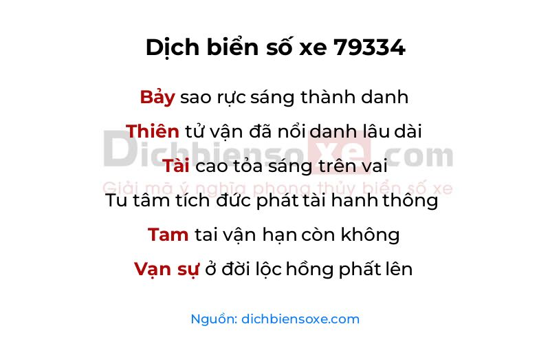 Dịch thơ biển số 79334