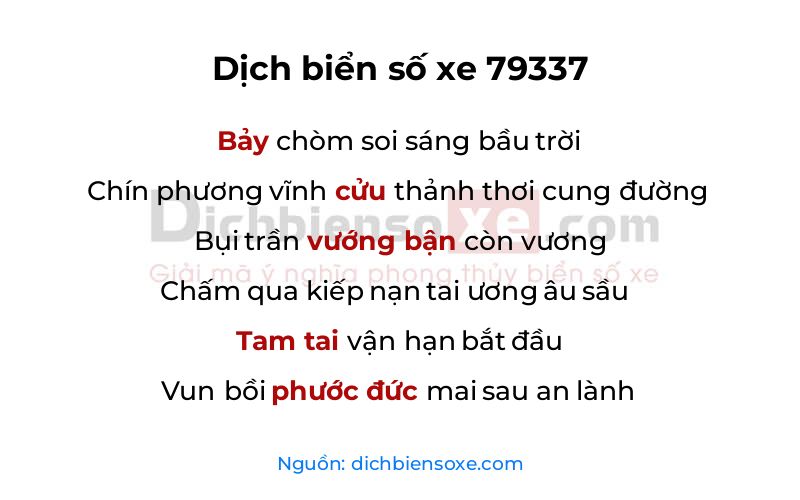 Dịch thơ biển số 79337