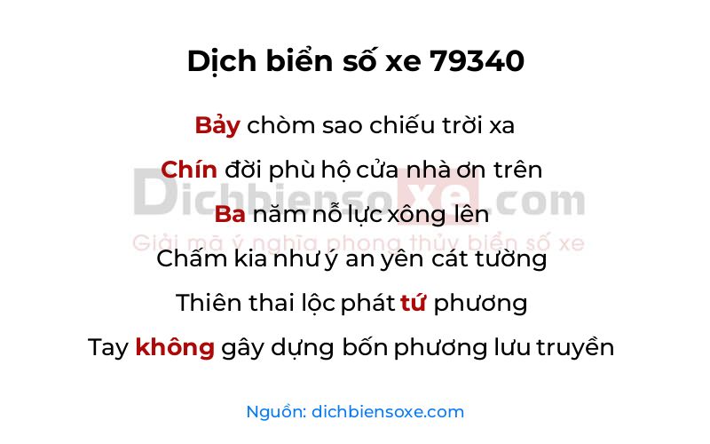 Dịch thơ biển số 79340