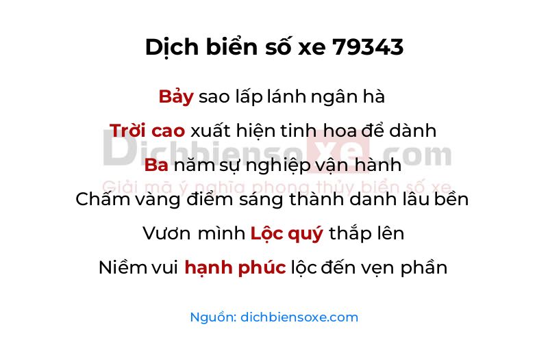 Dịch thơ biển số 79343